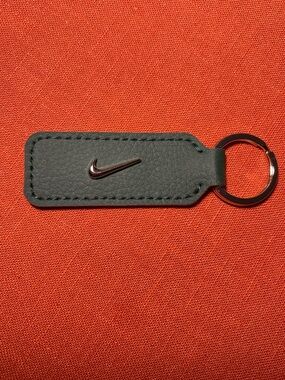 Nike Forest Green  Leather Keychain with Silver Swoosh